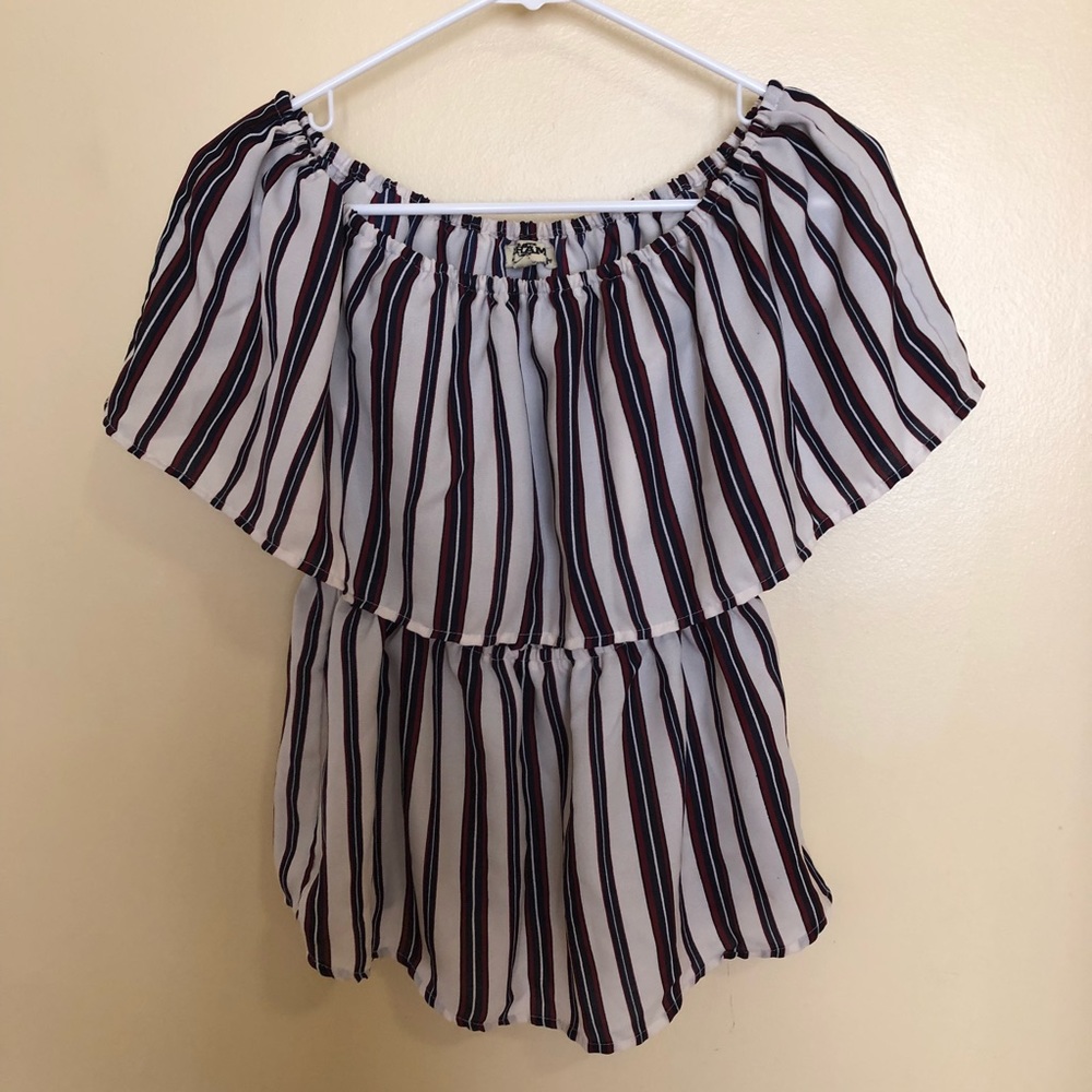Beautiful off-shoulder stripped shirt